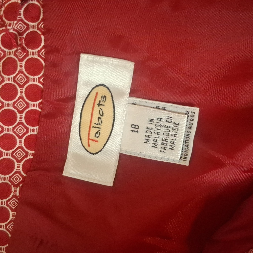 Talbots Red Geometric Cropped Pants - Picture 2 of 8